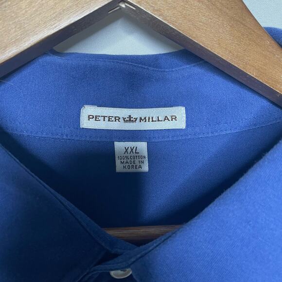 Peter Millar Solid Blue Polo Shirt Size XXL*** - Picture 2 of 5
